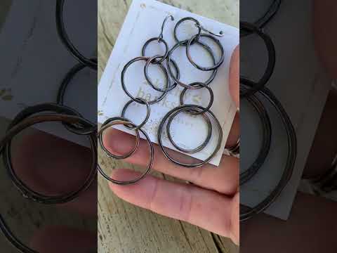 
                      
                        Load and play video in Gallery viewer, Long Copper Hoop Earrings with Sterling Silver Ear Wires
                      
                    