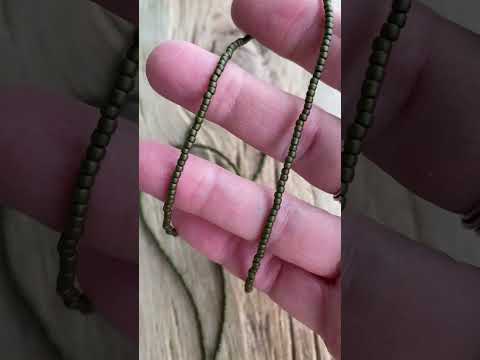 Load and play video in Gallery viewer, Handmade Olive Green Seed Bead Necklace
