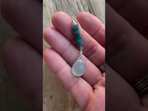 Apatite and Chalcedony Earrings in Sterling Silver