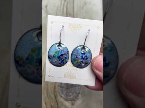 Multi Color Blue Purple Green Glass Enamel Earrings