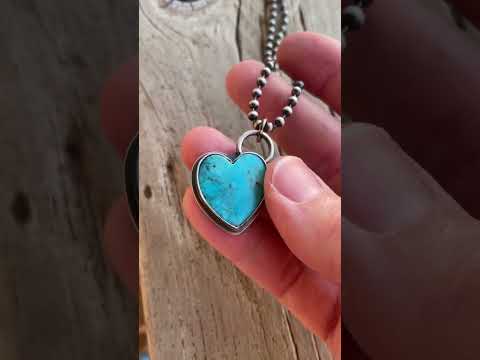 Southwestern Turquoise Heart Pendant Necklace in Sterling Silver