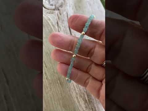 Apatite Heishi & Gold Filled Bracelet 7.5