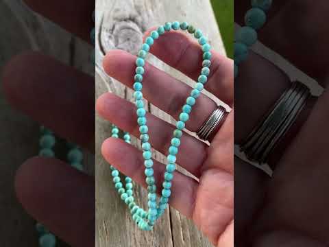 Genuine 4mm Blue Turquoise Bead Necklace