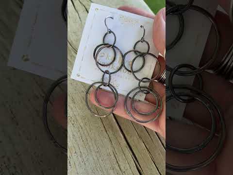 Long Copper Hoop Earrings with Sterling Silver Ear Wires