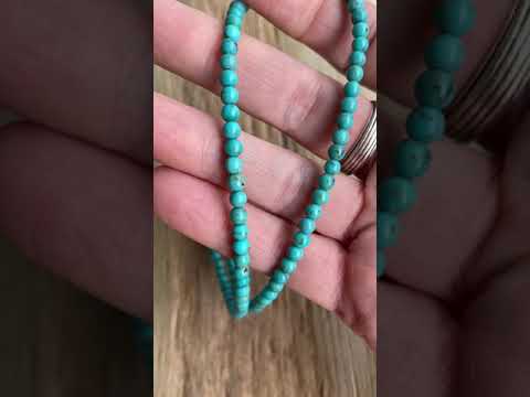 Load and play video in Gallery viewer, Genuine 4mm Light Blue Turquoise Bead Necklace
