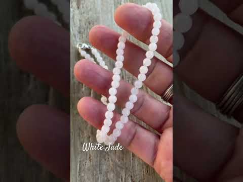 Genuine 4mm White Jade Bead Necklace