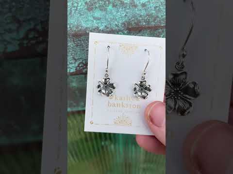Sterling Silver Cherry Blossom Dangle Earrings