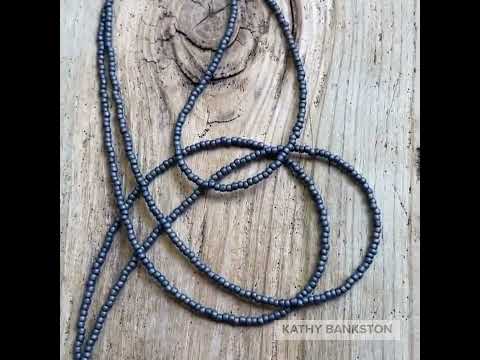 Matte Black Seed Bead Necklace, Thin 1.5mm Single Strand 60
