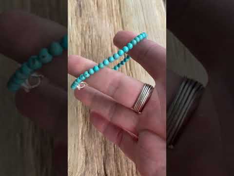 Load and play video in Gallery viewer, Genuine 4mm Light Blue Turquoise Bead Bracelet
