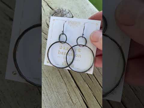 Rustic Hammered Copper Hoop Earrings with Sterling Silver Wires