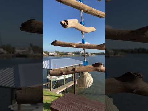 
                      
                        Load and play video in Gallery viewer, Driftwood and Shell Mobile with Aqua Blue Beads
                      
                    