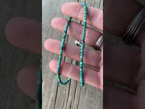 
                      
                        Load and play video in Gallery viewer, Genuine 3mm Blue Green Brown Turquoise Bead Necklace
                      
                    