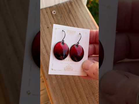 Red and Black Enamel Earrings