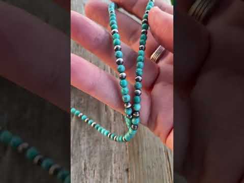 Genuine Arizona Blue Turquoise and Sterling Silver Bead Necklace