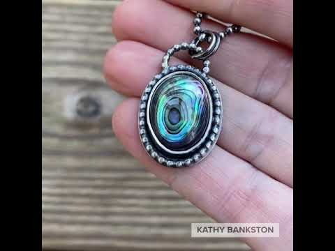 Load and play video in Gallery viewer, Handmade Abalone Necklace in Sterling Silver 16&amp;quot; Long
