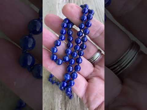 Lapis Lazuli Necklace, 6mm Hand Knotted 28 Inch Strand