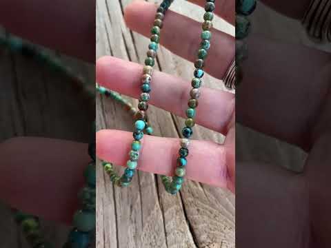 
                      
                        Load and play video in Gallery viewer, Genuine 4mm Blue Green Brown Mixed Turquoise Bead Necklace
                      
                    