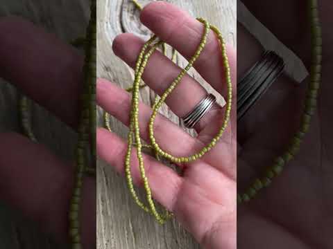 Light Green Seed Bead Necklace, Thin 1.5mm Single Strand