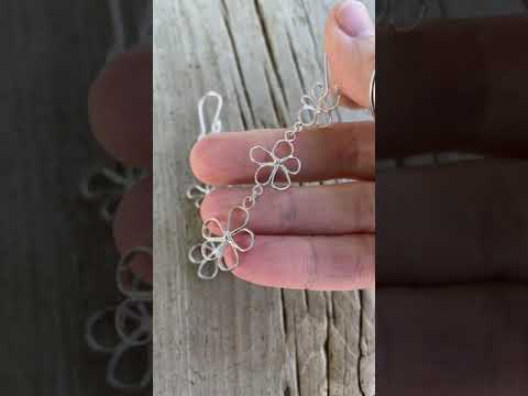 Handmade Sterling Silver Flower Dangle Earrings