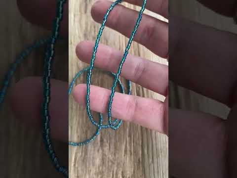 Transparent Rainbow Teal Seed Bead Necklace