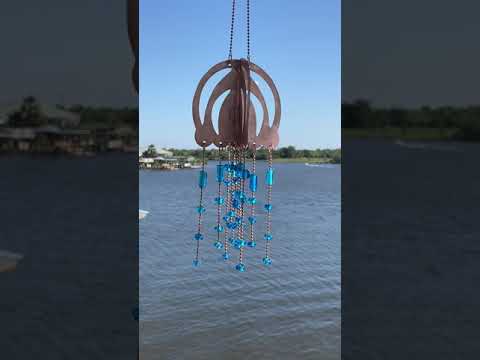 Handmade Copper Jellyfish Mobile with Aqua Blue Glass Beads