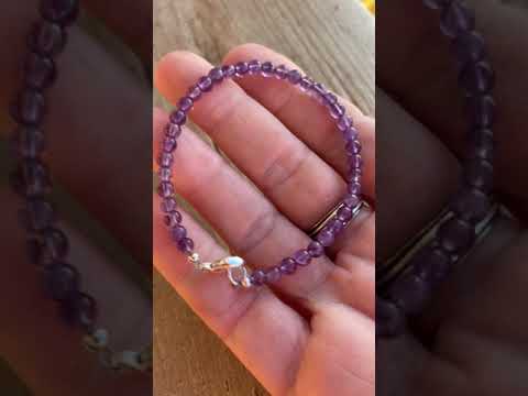 Amethyst Bead Bracelet, Small 4mm Purple Beaded Bracelet