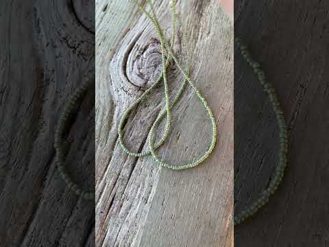 
                      
                        Load and play video in Gallery viewer, Light Green Seed Bead Necklace, Thin 1.5mm Single Strand
                      
                    