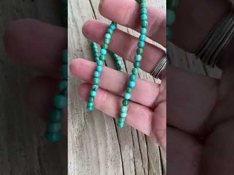 
                      
                        Load and play video in Gallery viewer, Genuine 4mm Blue Green Turquoise Bead Necklace
                      
                    