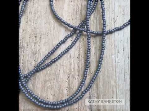 Matte Opaque Grey Seed Bead Necklace, Thin 1.5mm Single Strand