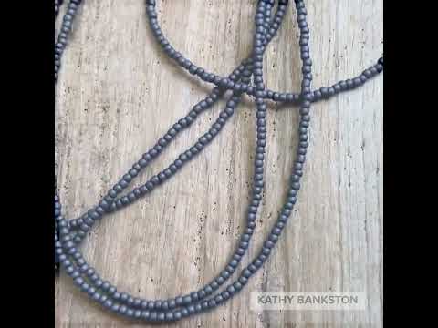 Load and play video in Gallery viewer, Matte Opaque Grey Seed Bead Necklace, Thin 1.5mm Single Strand
