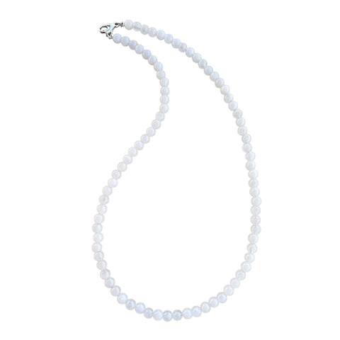 Genuine 4mm White Jade Bead Necklace