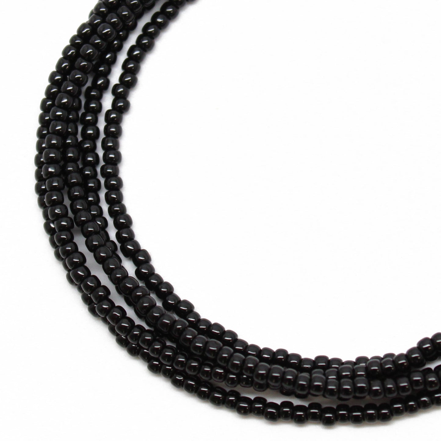 Black Seed Bead Necklace-Shiny Opaque-Single Strand