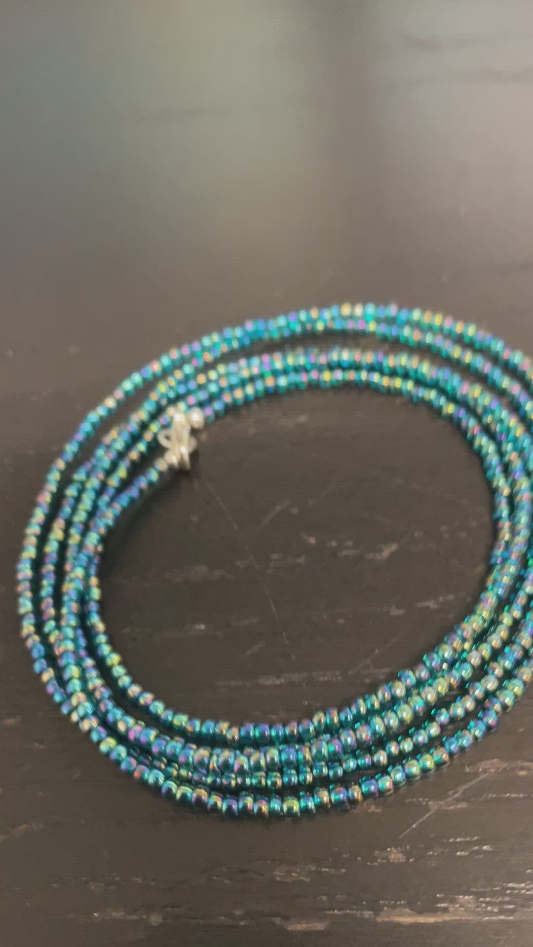 Turquoise Seed Bead Necklace Matte Finish, Thin 1.5mm Single Strand – Kathy  Bankston