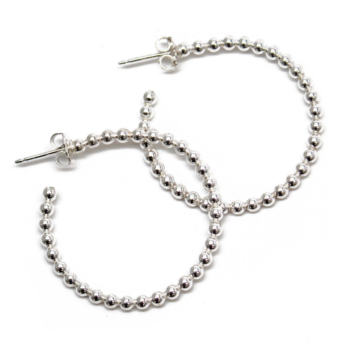 Sterling Silver Ball Wire Hoop Earrings