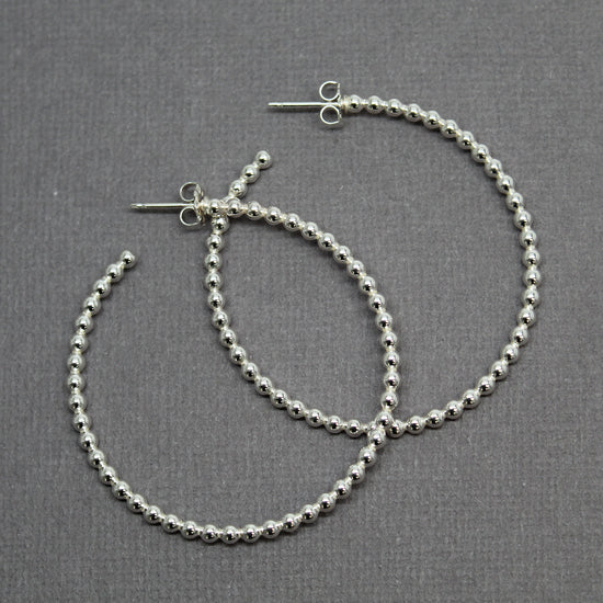 Load image into Gallery viewer, Sterling Silver Ball Wire Hoop Earrings
