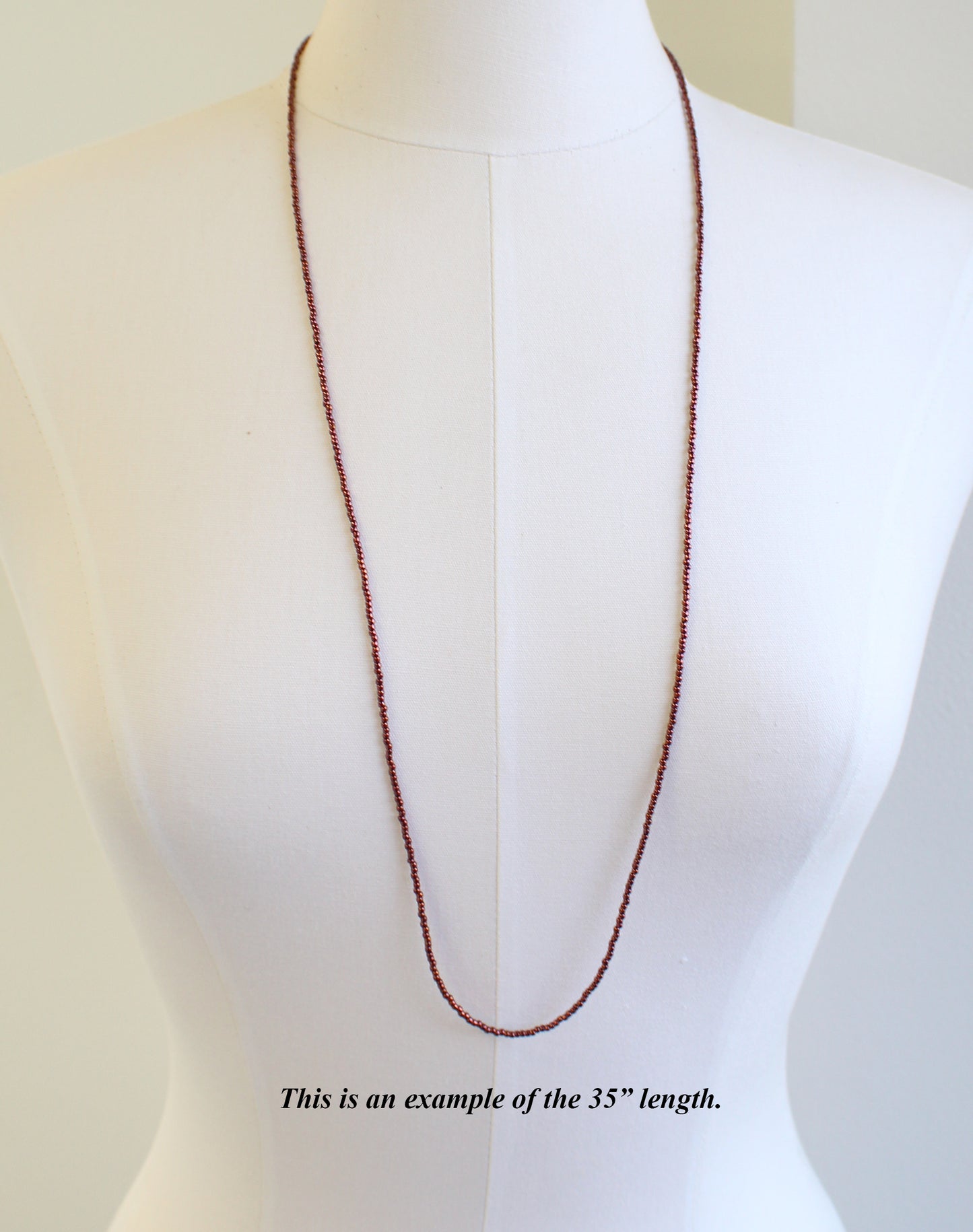 Load image into Gallery viewer, Dark Bronze Seed Bead Necklace-Shiny Metallic Copper Colored -Single Strand
