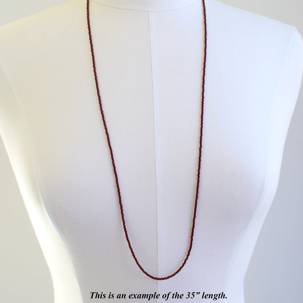 
                      
                        Long Brown Seed Bead Necklace-Matte Chocolate Brown-Single Strand
                      
                    