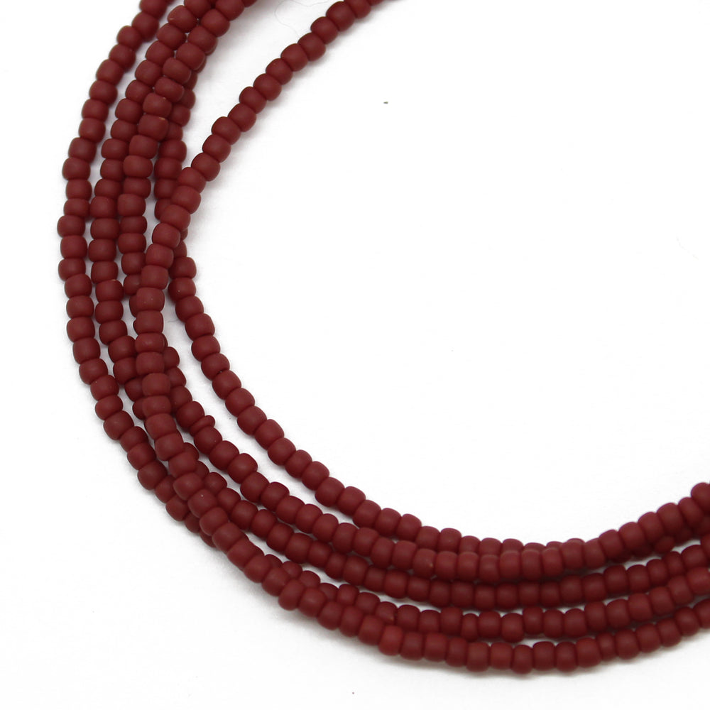 Brown Seed Bead Necklace-Matte Chocolate Brown-Single Strand