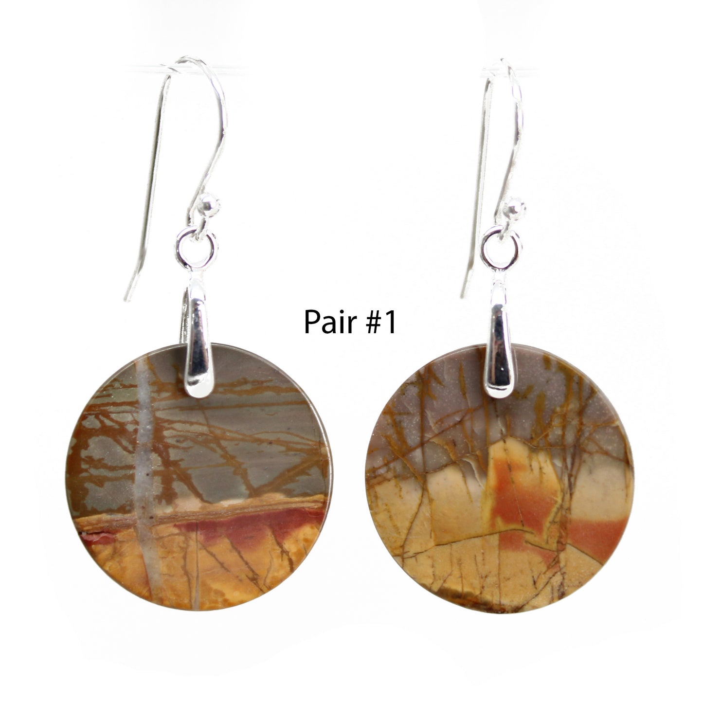 Pair #1 Red Creek Jasper Earrings in Sterling Silver