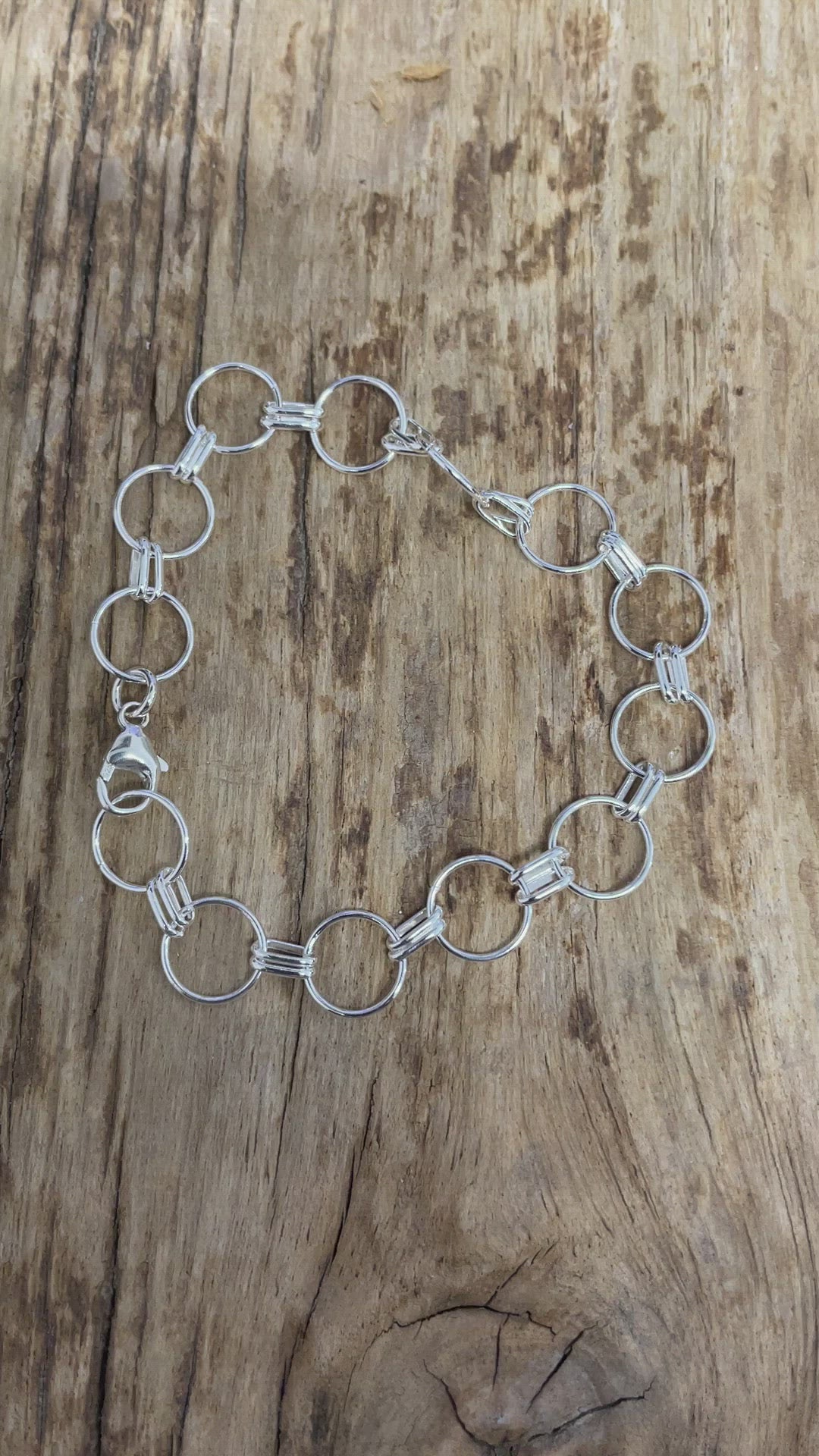 Sterling Silver Chain Bracelet, 9.9mm Round Long and Short Links