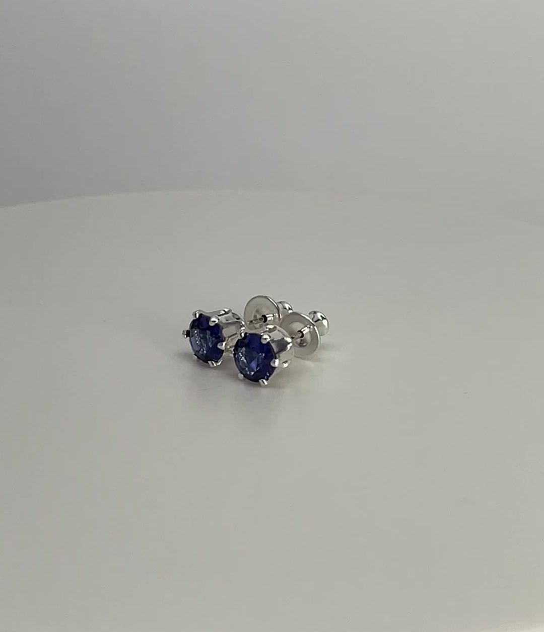 Tanzanite Gemstone Stud Earrings, 6mm Round Prong Set 925 Sterling Silver