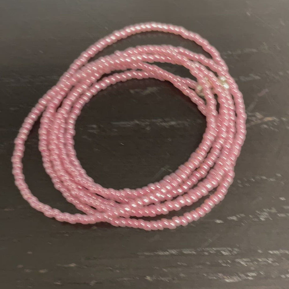 
                      
                        Load and play video in Gallery viewer, Impatiens Pink Seed Bead Necklace, Thin 1.5mm Single Strand
                      
                    