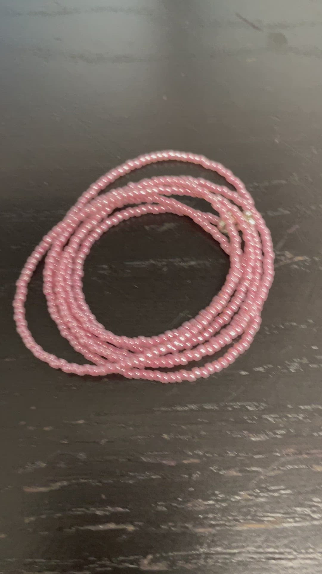 Load and play video in Gallery viewer, Impatiens Pink Seed Bead Necklace, Thin 1.5mm Single Strand

