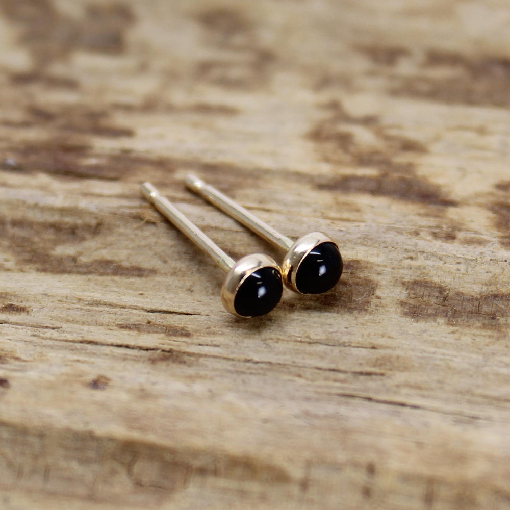 Black Onyx Stud Earrings, Tiny 3mm Studs