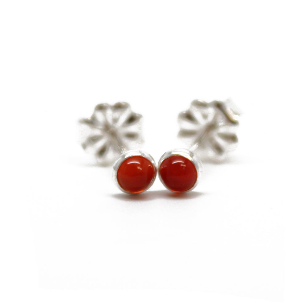 
                      
                        Red Carnelian Stud Earrings in Sterling Silver, Tiny 3mm
                      
                    