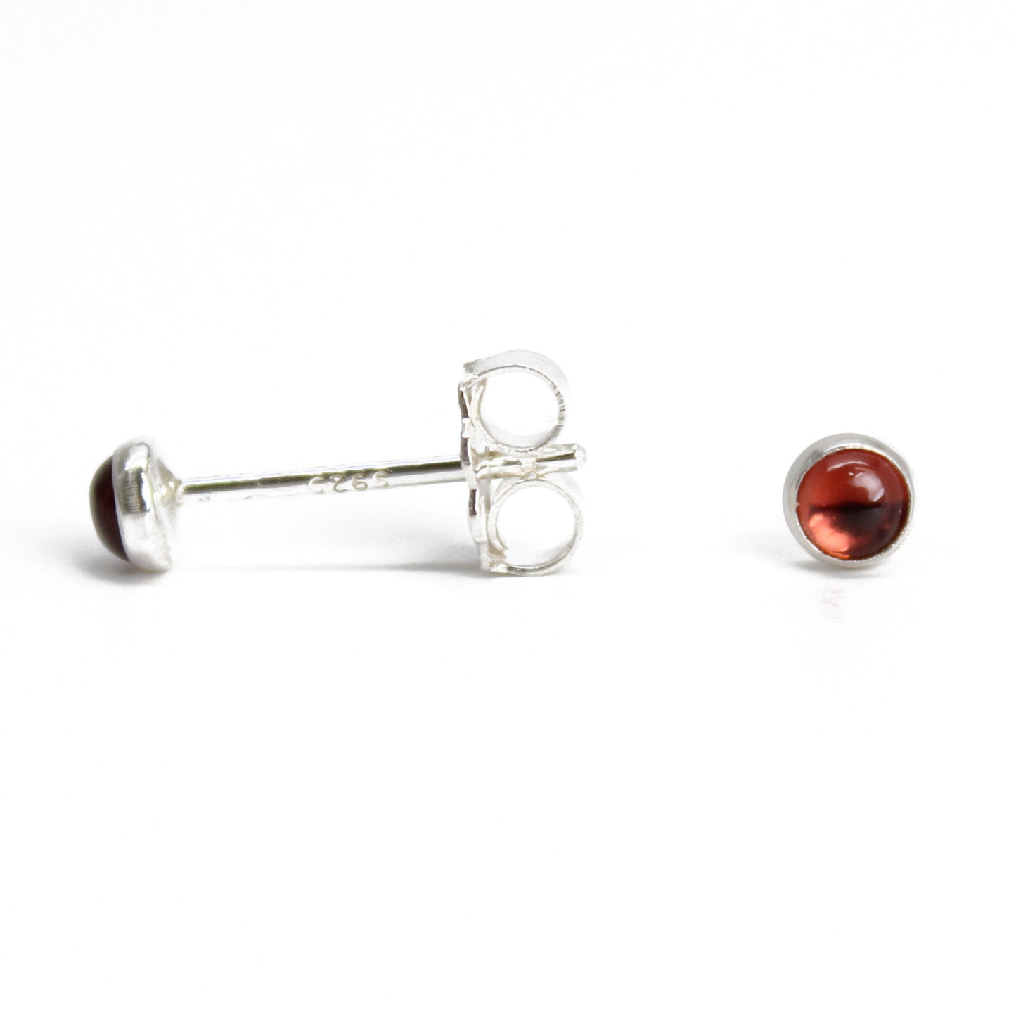 3mm Garnet Stud Earrings