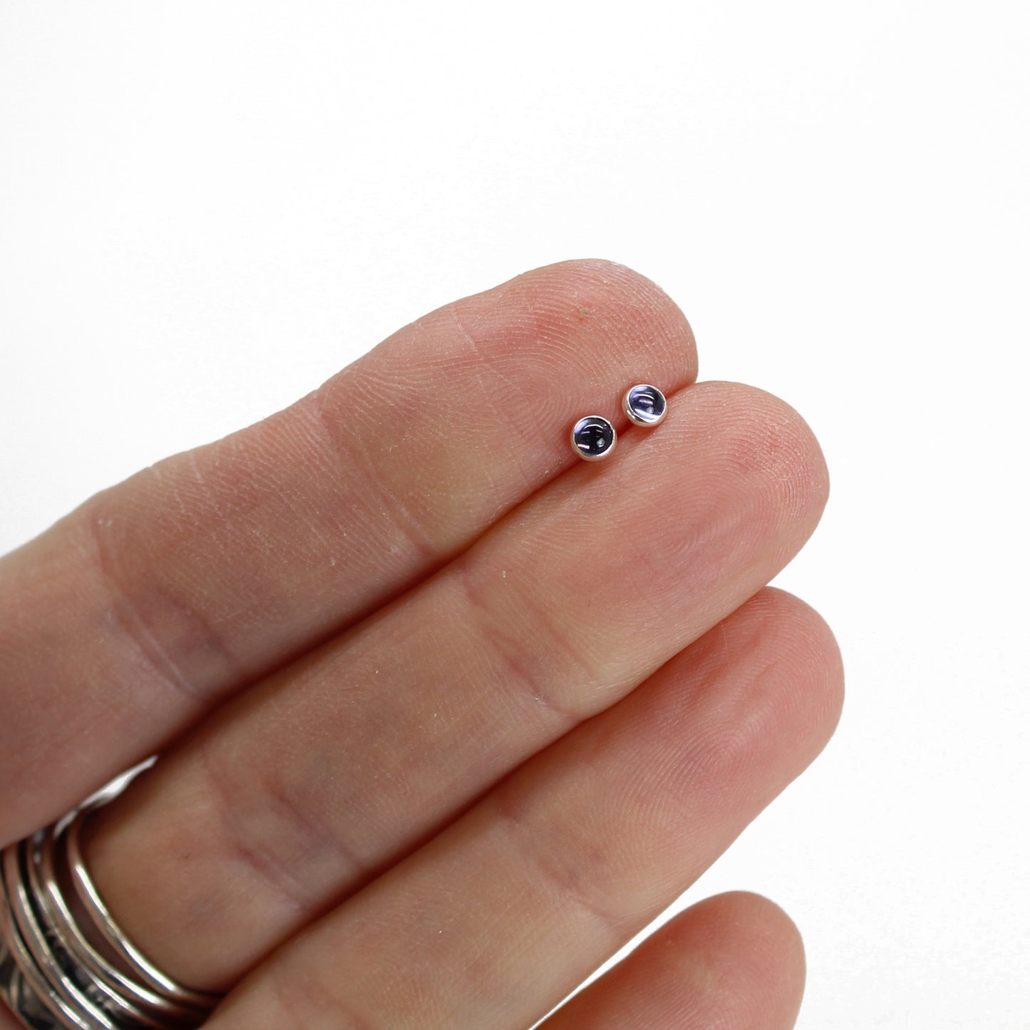 Load image into Gallery viewer, Tiny Iolite Stud Earrings
