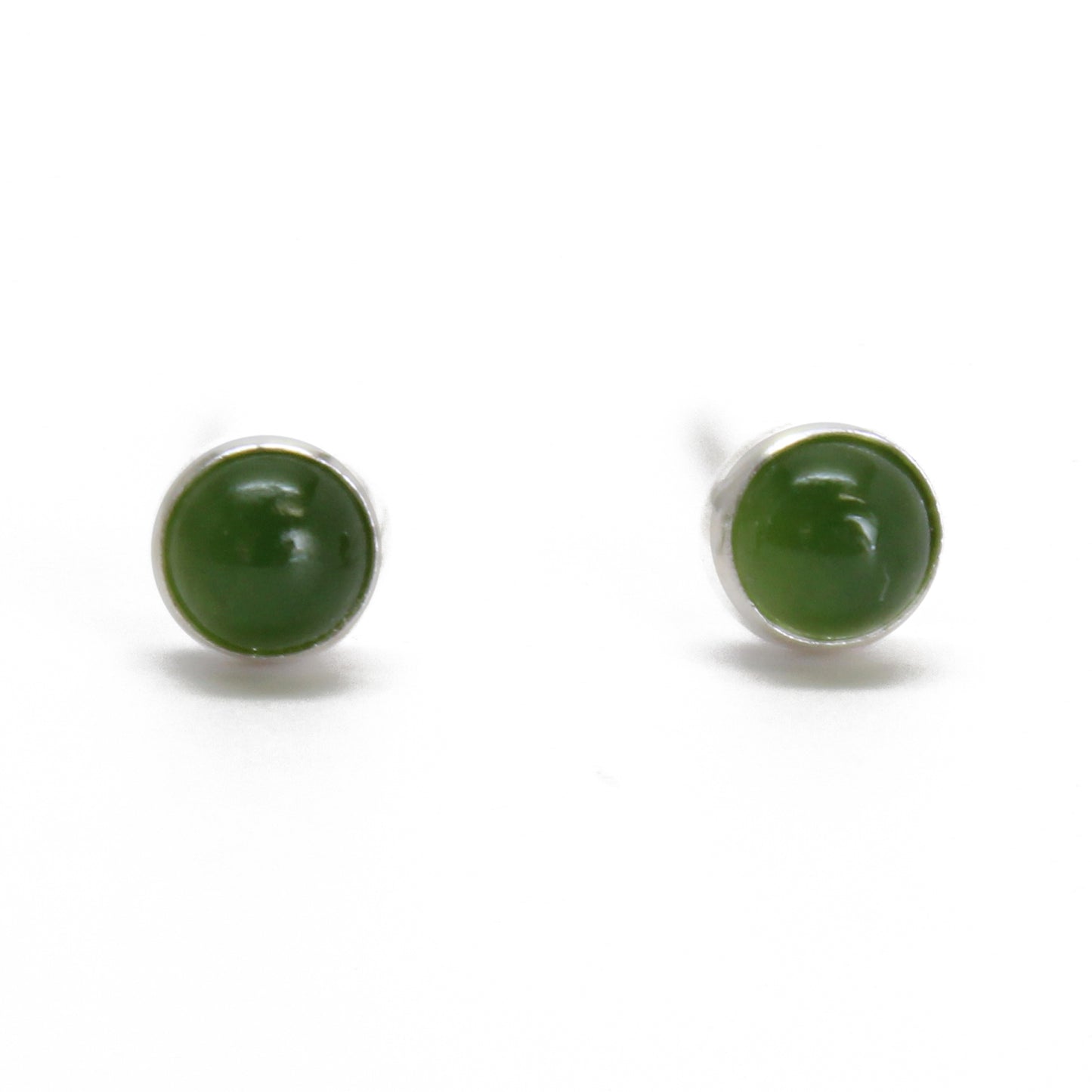 Tiny 3mm Green Jade Stud Earrings