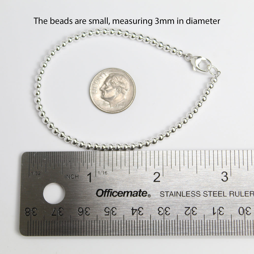 
                      
                        Sterling Silver Bead Bracelet-3mm
                      
                    