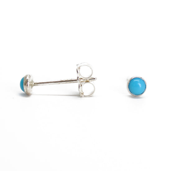Load image into Gallery viewer, TINY 3mm blue Turquoise stud earrings
